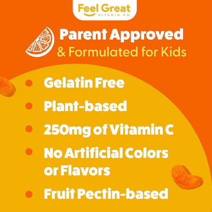Feel Great Kids Vitamin C Gummies, Chewable, Gluten-free, 90 Gummies