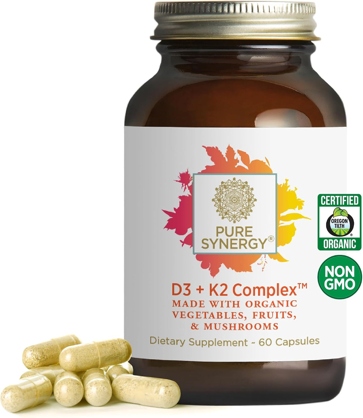 Pure Synergy D3 + K2 Complex | Vegan Vitamin D3 & K2 Supplement - görsel 1