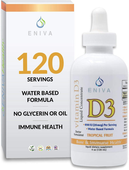 Eniva Health Liquid Vitamin D (D3) - Doctor Formulated for Rapid Absorption (120 ml)