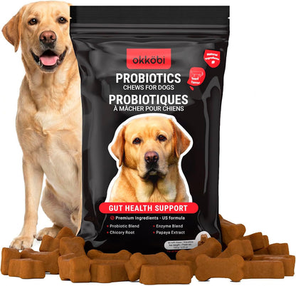 OKKÖBI Probiotics for Dogs Chews – Beef Flavour – 60 Chews