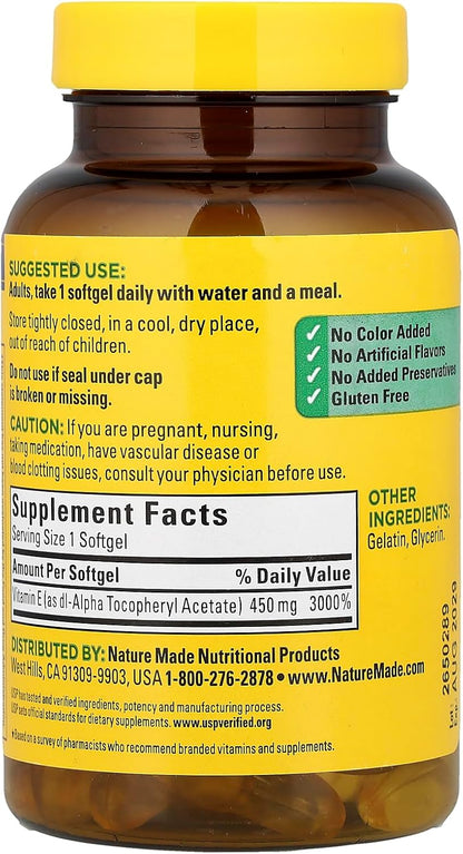 Nature Made Vitamin E 1000 IU (dl-Alpha) Softgels, 60 Count