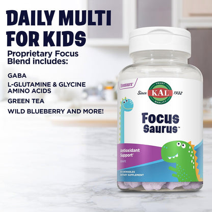 Kal Focus-Saurus Grape, 30 Chewable Tablets
