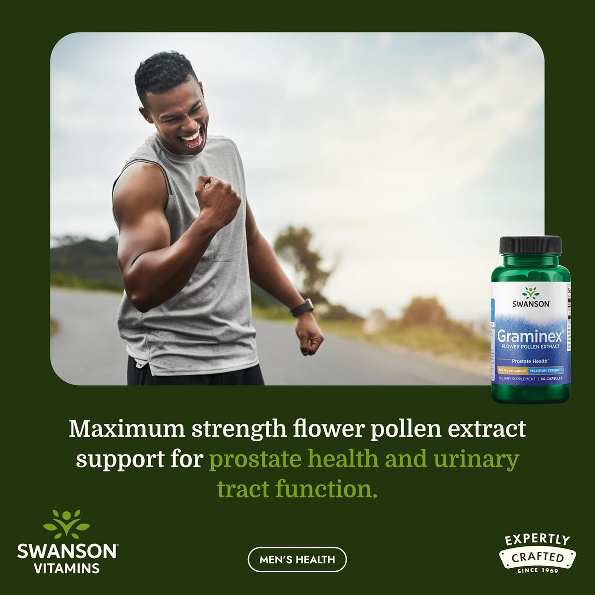 Swanson Graminex Flower Pollen Extract | Men's Health Supplement for Prostate, Kidney & Urinary Support | Non-GMO | 60 Capsules - görsel 2