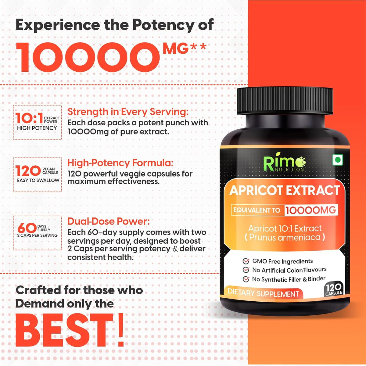 Rimo Nutrition Apricot Capsules – 120 Capsules - görsel 3