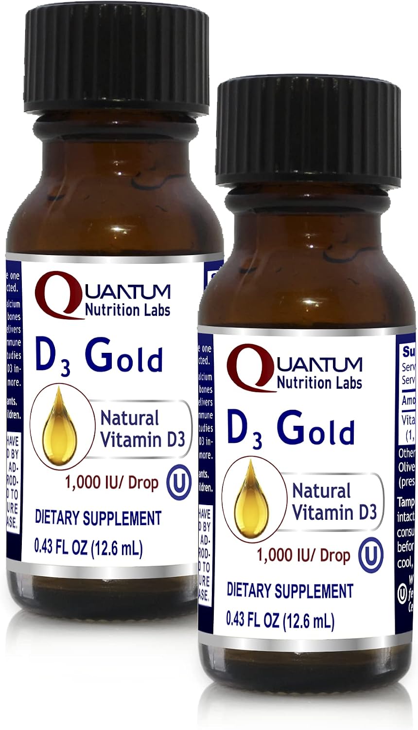 QNL D3 Gold - Vitamin D3 Liquid Drops - Bone Strength & Immune Support - 12.7 ml (Pack of Two) - görsel 1