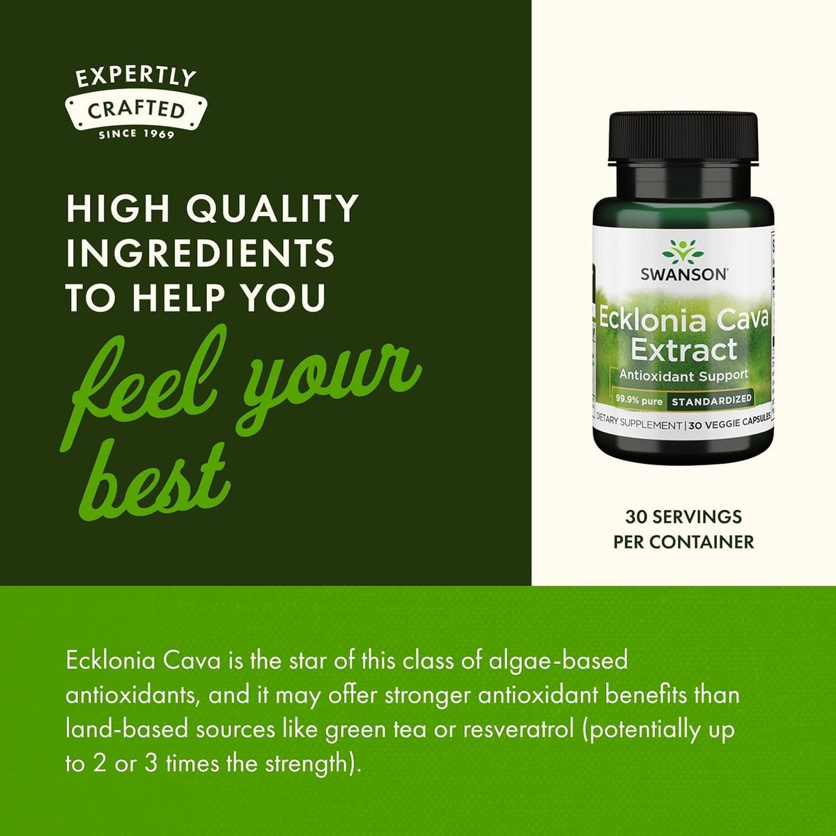 Swanson Ecklonia Cava Extract - Standardised 30 Veg Caps (2 Pack) - görsel 5
