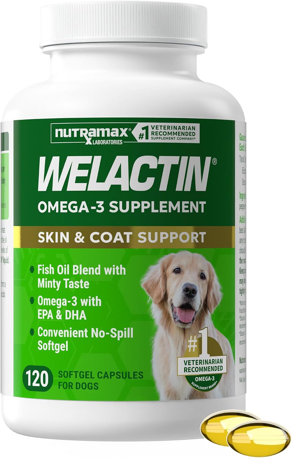 Nutramax Welactin Canine Softgels – Omega 3 Supplement for Dogs (120 count) - görsel 1