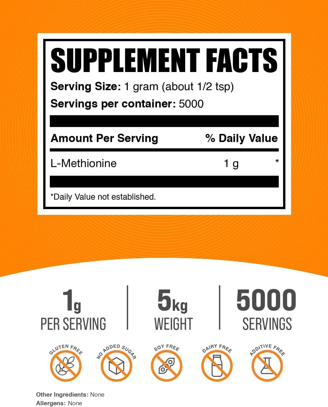 BulkSupplements L-Methionine Powder (5 kg) - görsel 2