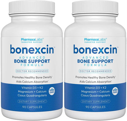 Bonexcin Advanced Bone Support Formulation – Calcium, Magnesium, Vitamin D3 & K2 – Bone Density & Strength Supplement – 90 Capsules (Pack of 2)