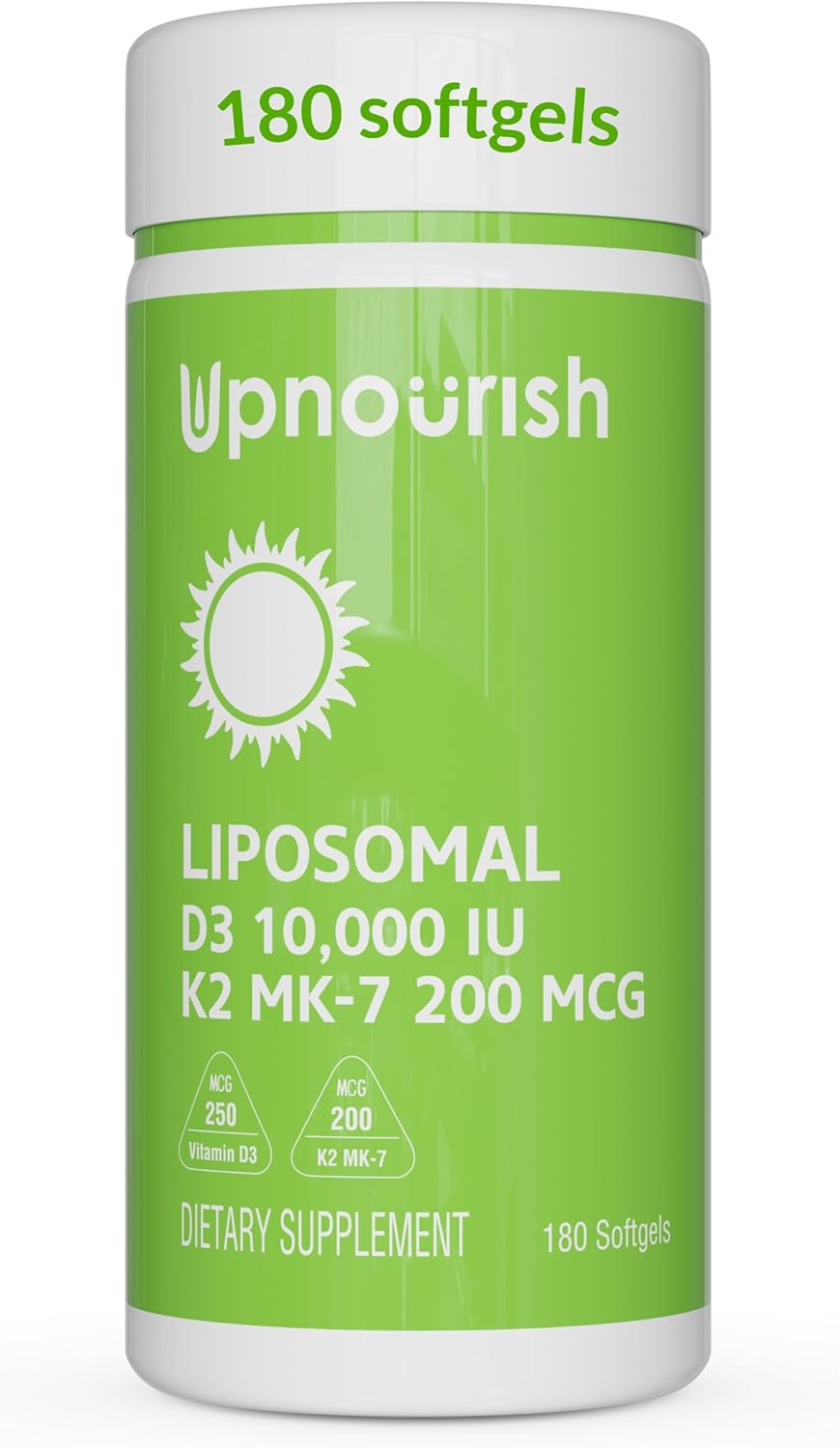 UpNourish Vegan Vitamin D3 5000 IU + K2 (MK4 & MK7) 500 mcg, 150 Softgels - görsel 10