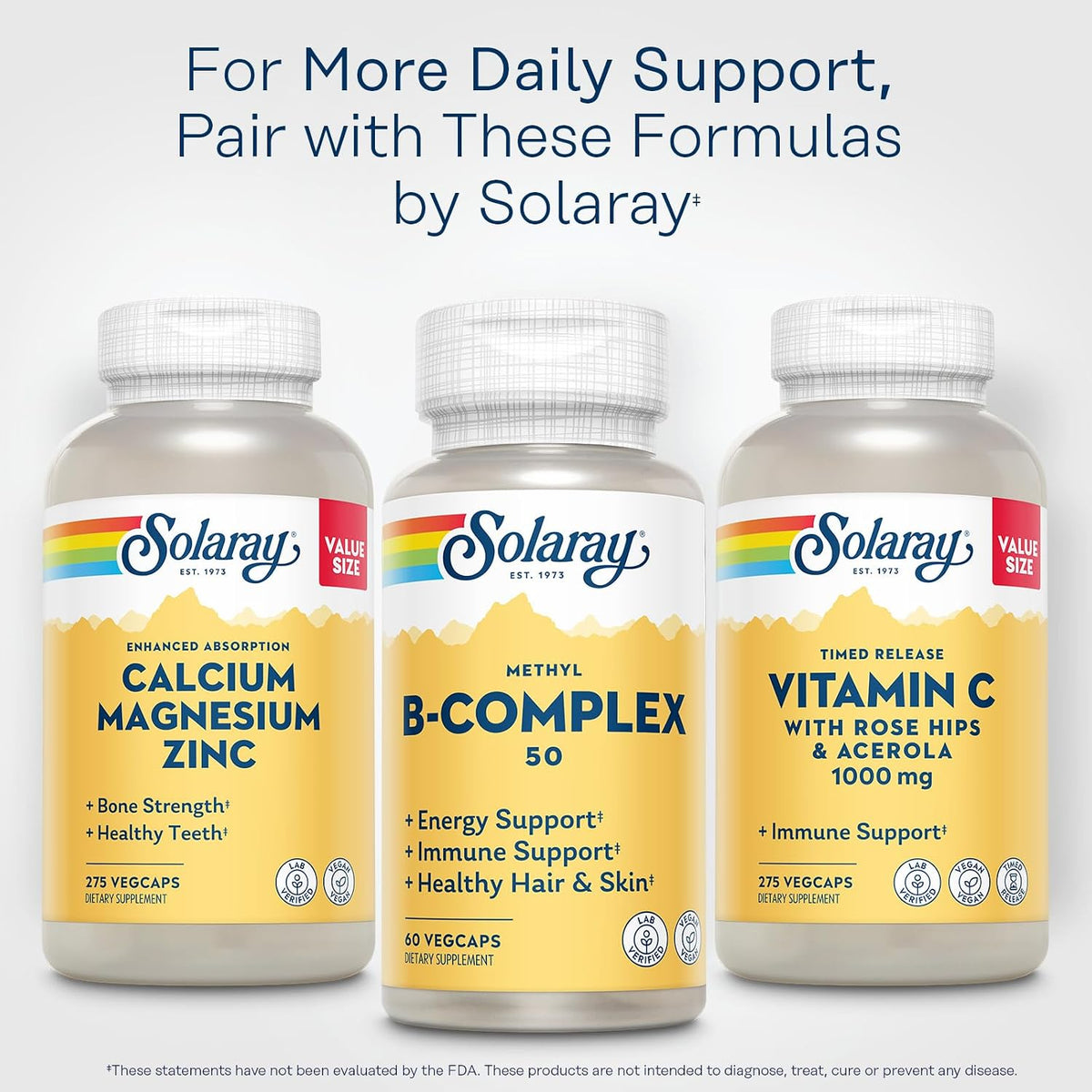 SOLARAY Methyl B Complex 50mg, Vitamin B Complex with Methylated B12, B6, Folic Acid, Biotin - Vegan, 60 Capsules - görsel 6