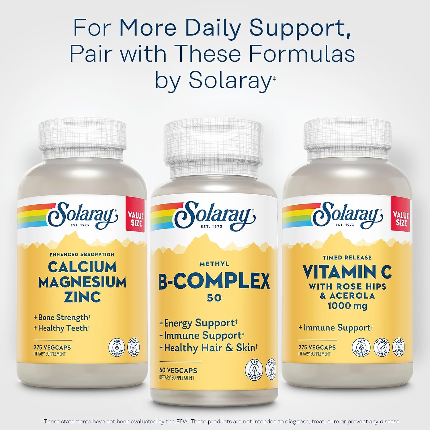 SOLARAY Methyl B Complex 50mg, Vitamin B Complex with Methylated B12, B6, Folic Acid, Biotin - Vegan, 60 Capsules - görsel 6