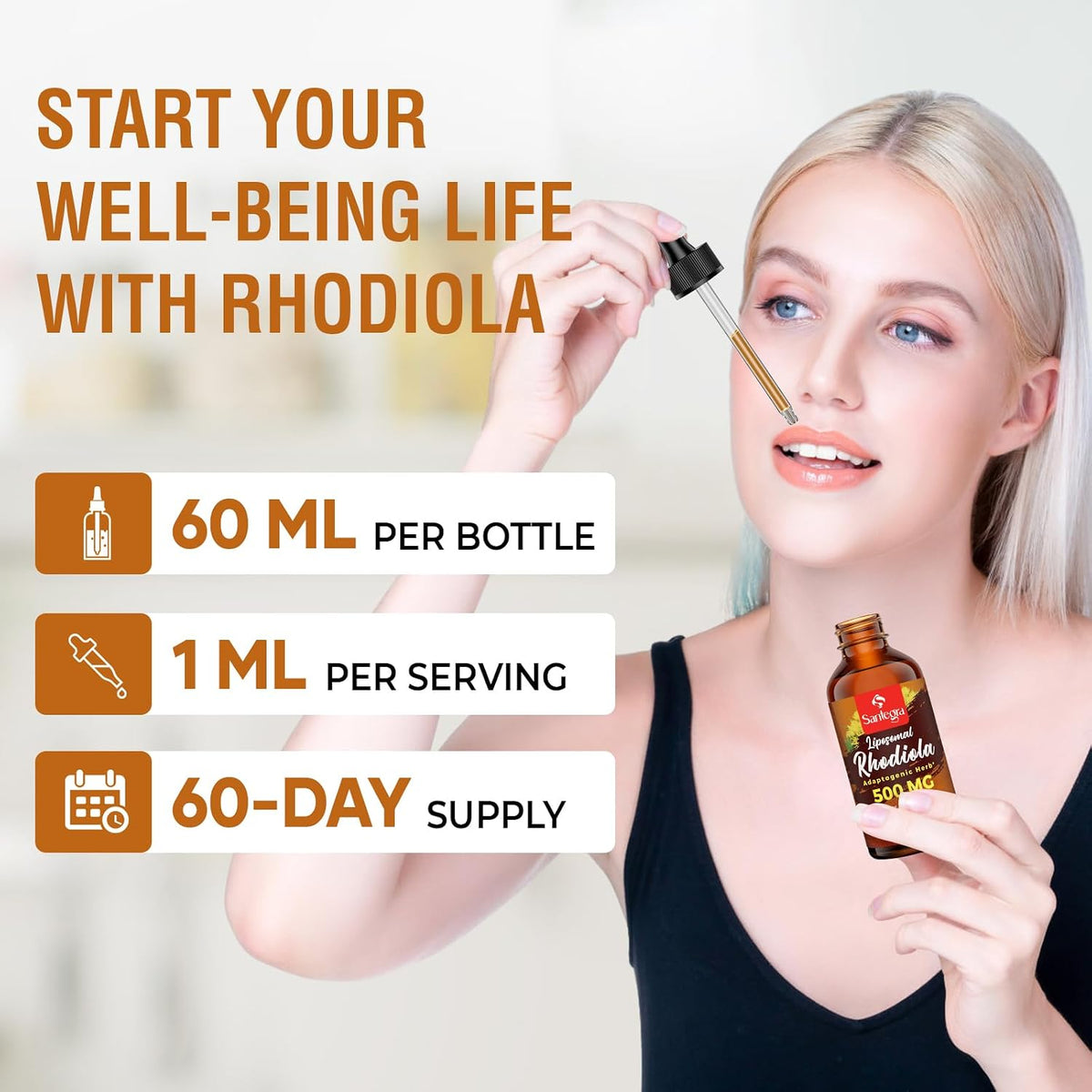 500 mg Liposomal Active Rhodiola Rosea Supplement – Liquid for High Absorption, Vegan, Sugar & Gluten-Free, 60 ml - görsel 7