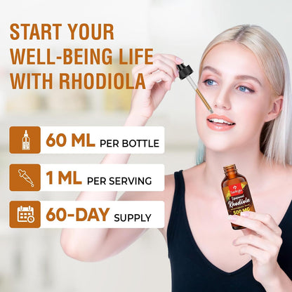 500 mg Liposomal Active Rhodiola Rosea Supplement – Liquid for High Absorption, Vegan, Sugar & Gluten-Free, 60 ml