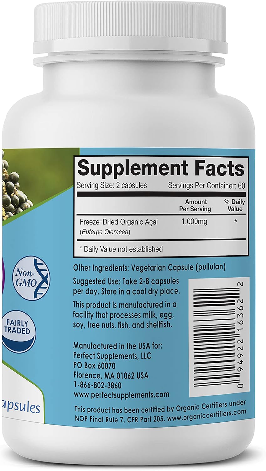 Perfect Acai – Organic Freeze-Dried Acai Berry Superfood – 120 Capsules - görsel 2