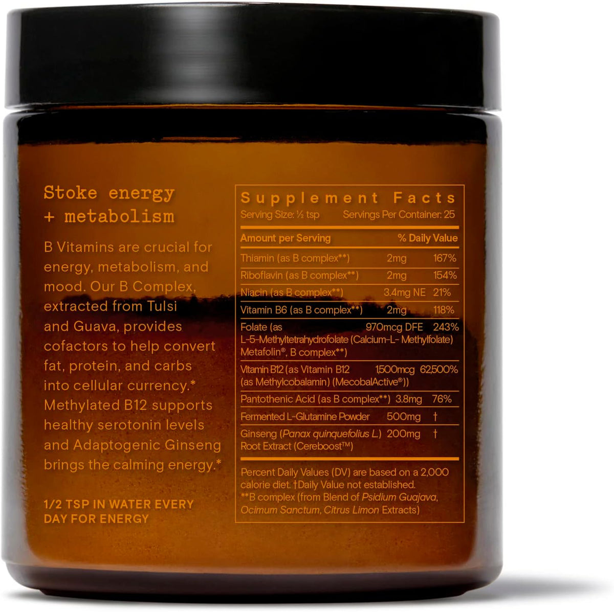 Moon Juice Ting Vitamin B Complex Powder - Methylated B12, Folate, Ginseng & L-Glutamine - Mango, 51 g (25 Servings) - görsel 10