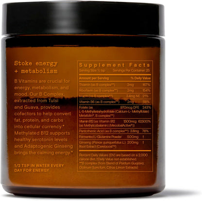 Moon Juice Ting Vitamin B Complex Powder - Methylated B12, Folate, Ginseng & L-Glutamine - Mango, 51 g (25 Servings)