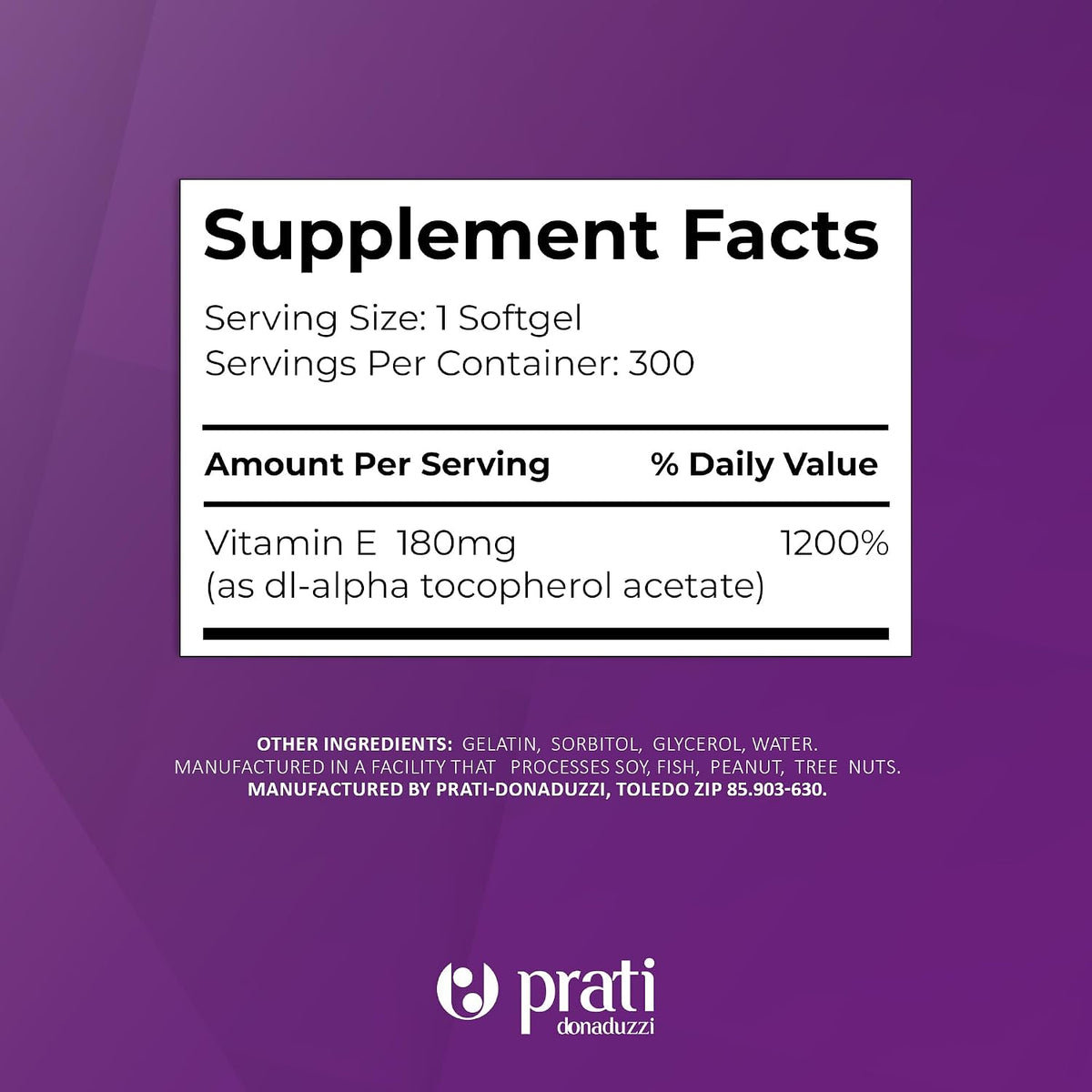 Prati Donaduzzi Vitamin E 300 Soft gel capsule Capsules, 400 IU (180 mg dl-Alpha) - görsel 5