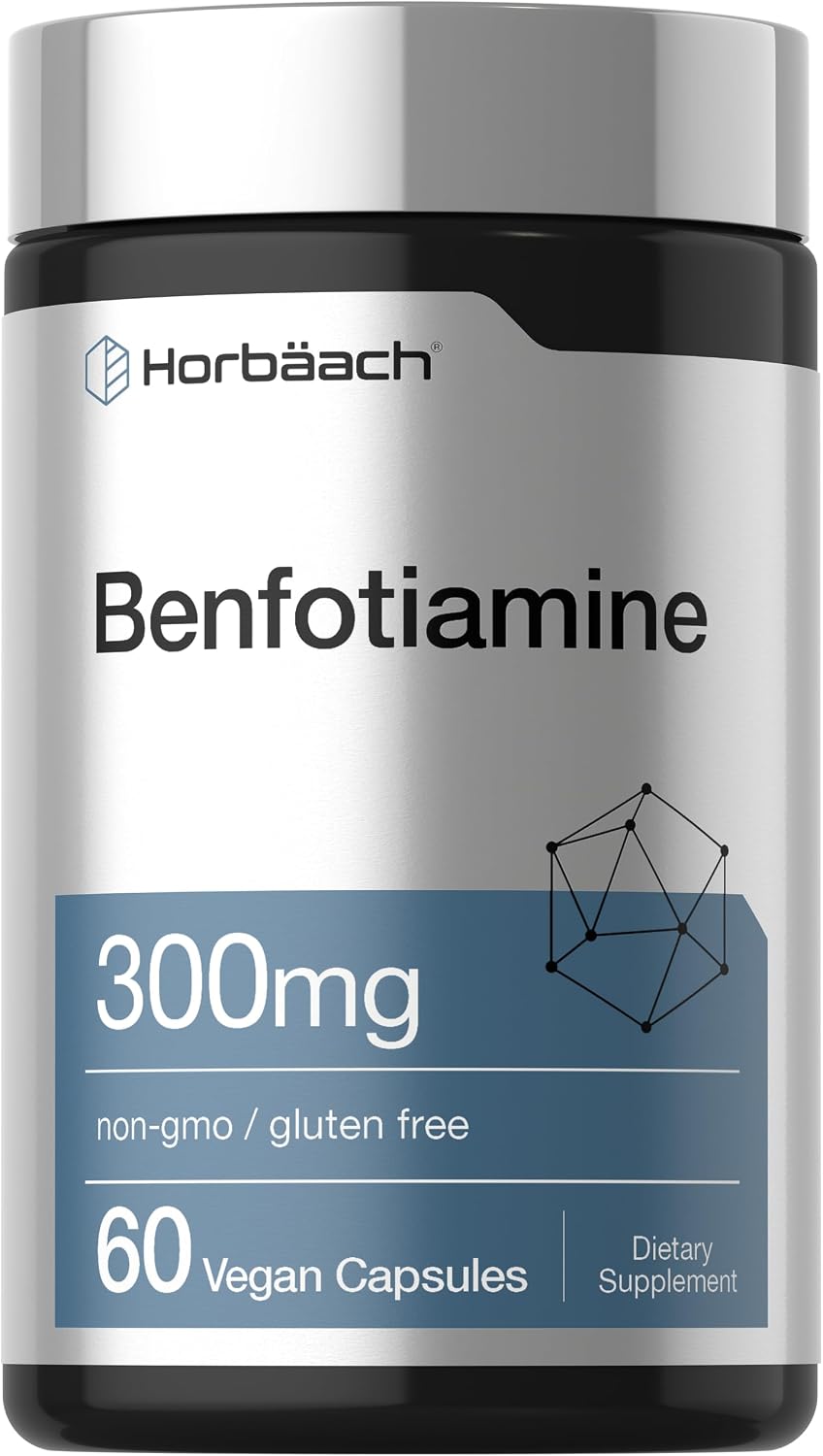 Horbaach Benfotiamine 300mg - 60 Capsules | Vitamin B1 (Thiamine) Food Supplement - görsel 1