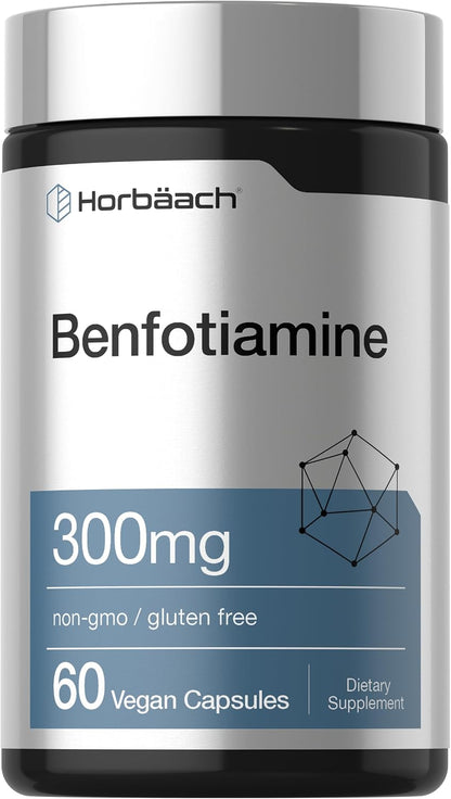 Horbaach Benfotiamine 300mg - 60 Capsules | Vitamin B1 (Thiamine) Food Supplement