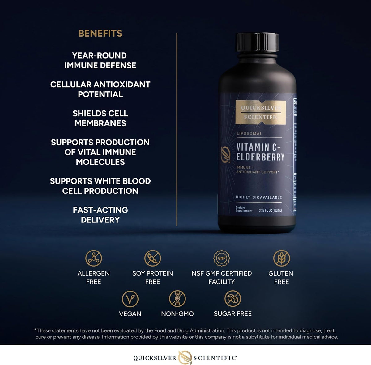Quicksilver Scientific Liposomal Vitamin C + Elderberry - 1000mg with Superior Absorption Technology & Tocotrienols - Antioxidant and Immune Support Tonic (100ml) - görsel 4