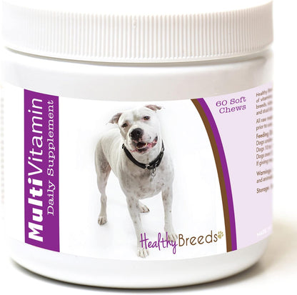 Healthy Breeds Pit Bull Multivitamin for Dogs - Bacon Flavoured Soft Chews (60 Count)