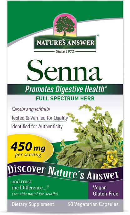 Nature's Answer Senna Leaf Supplement - Supports Digestive Health - 90 Vegetarian Capsules