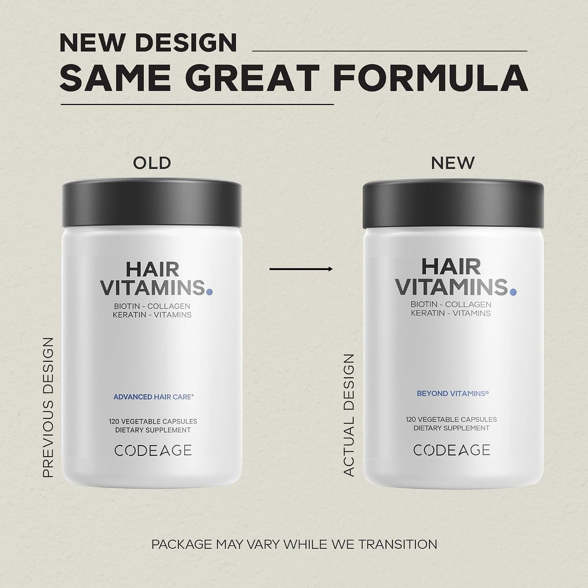 Codeage Hair Vitamins 10,000 mcg Biotin, Keratin & Collagen Food Supplement - 2 Pack - görsel 3