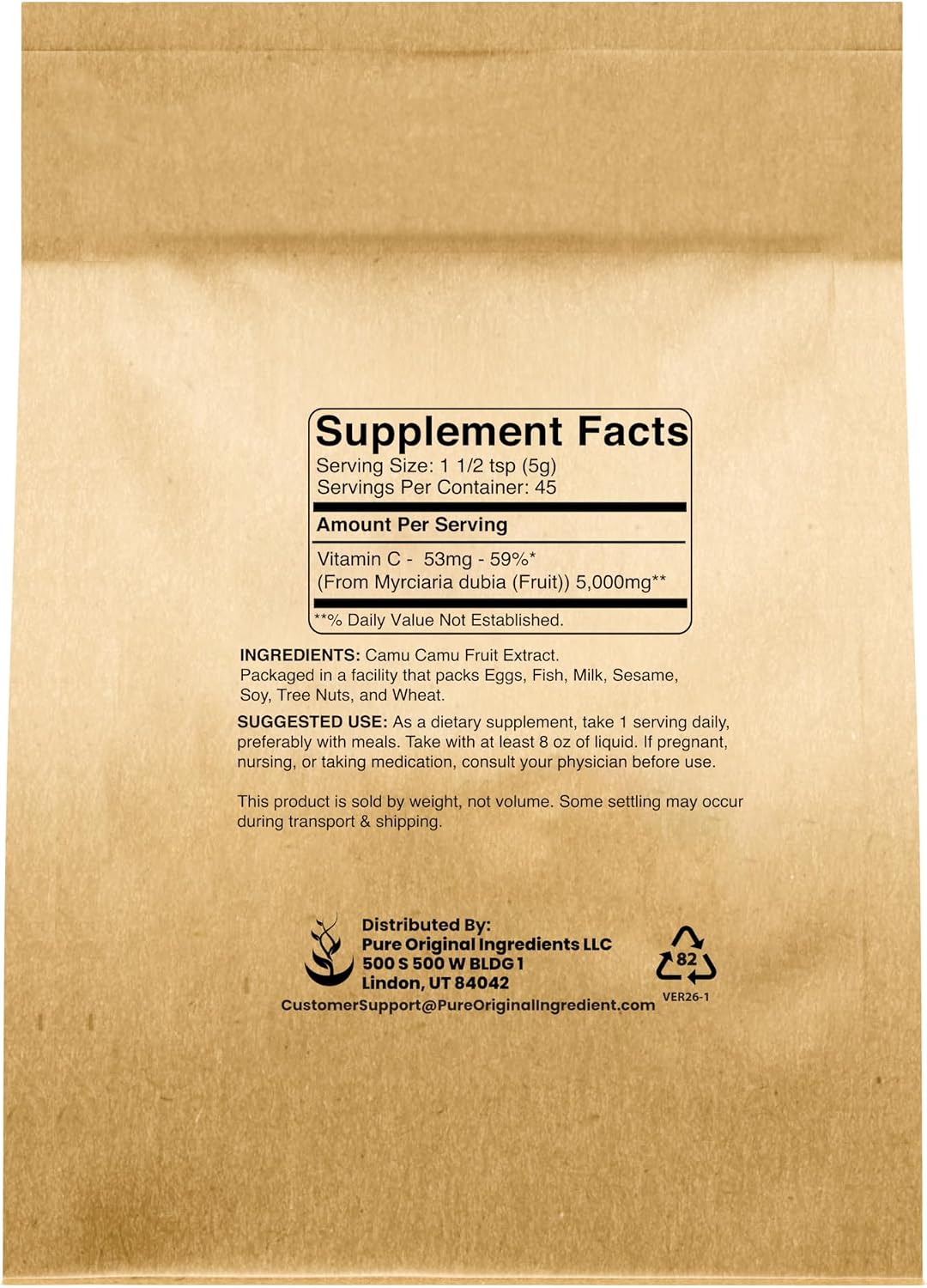 Pure Original Ingredients Camu Camu Powder – Natural Vitamin C Source, 227 g - görsel 2