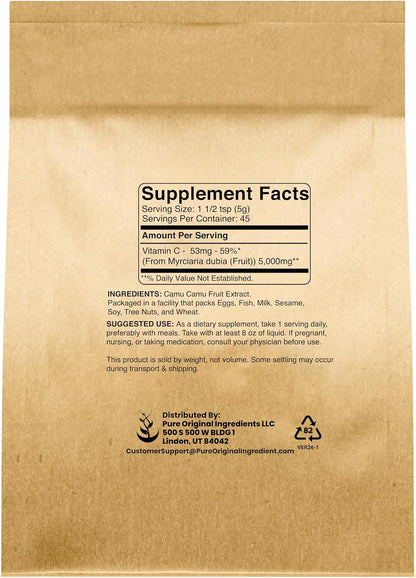 Pure Original Ingredients Camu Camu Powder – Natural Vitamin C Source, 227 g