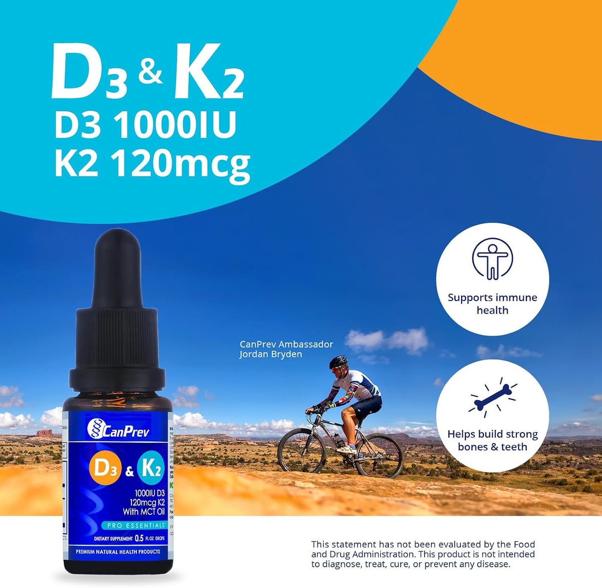 CanPrev D3 & K2 Drops - 250 IU vitamin D3 & 30 mcg MK-7 vitamin K2 per drop, MCT oil base, 15 ml - görsel 2