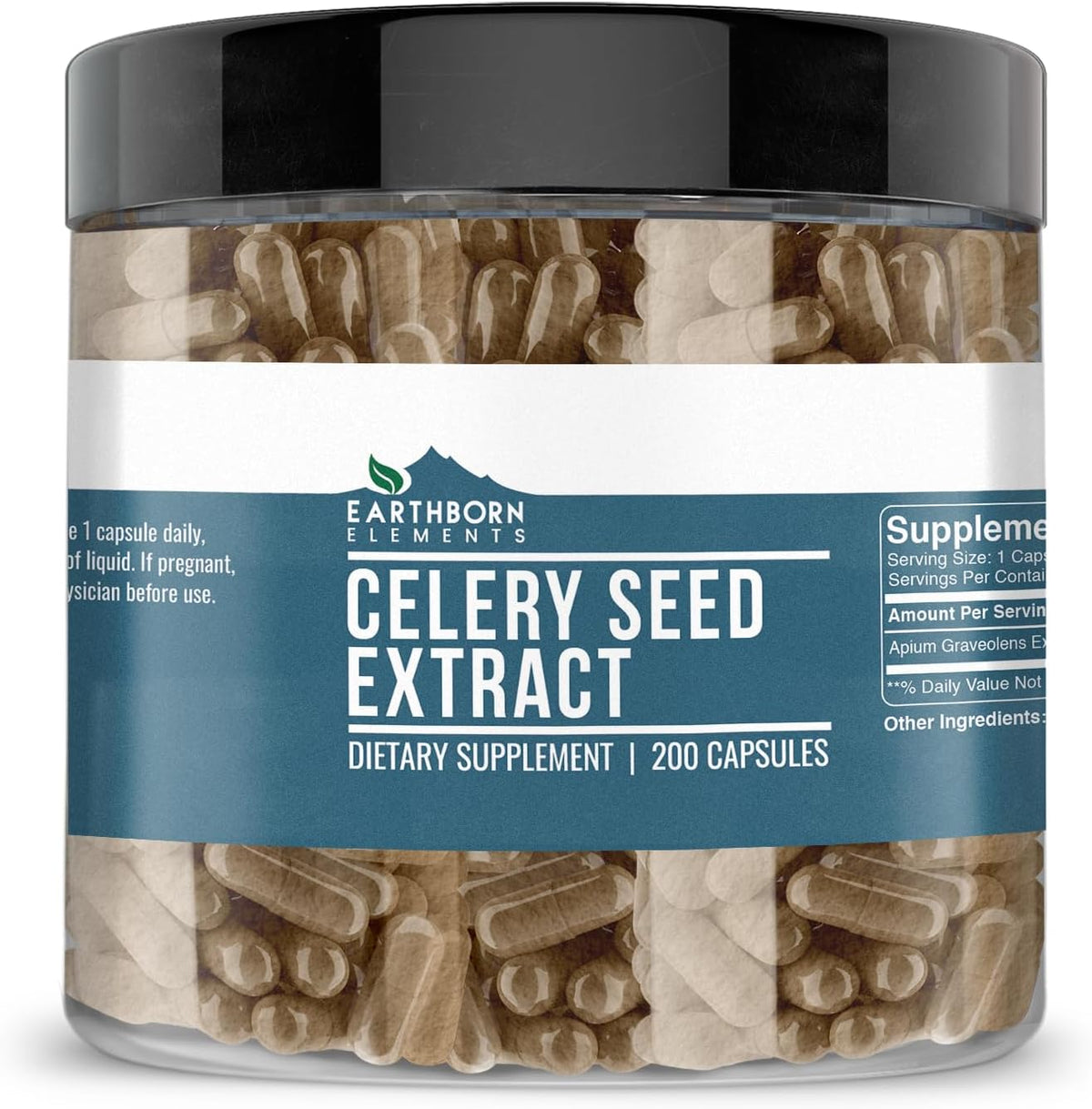 Earthborn Elements Celery Seed Extract 200 Capsules, Pure and Undiluted, No Additives - görsel 1