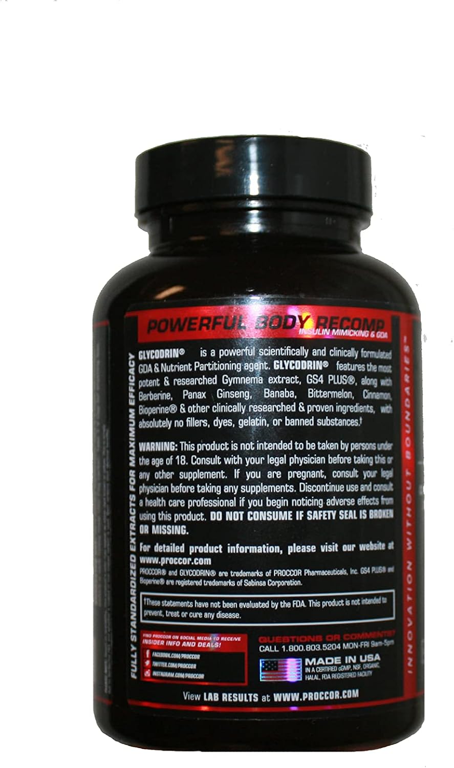 PROCCOR GLYCODRIN - GDA with Berberine, Cinnamon, Banaba, Bittermelon, Panax Ginseng, GS4 Plus and More; 120 Vegan Capsules (60 Servings) - görsel 10