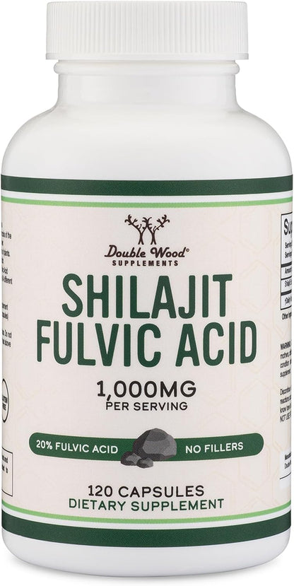 Shilajit Pure Himalayan Capsules (20% Fulvic Acid) - 1,000 mg per Serving, 120 Capsules