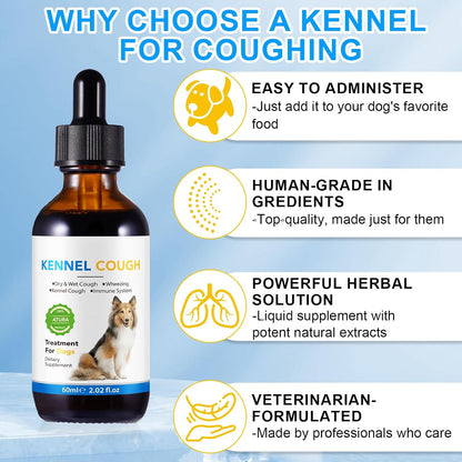 Dog Cough Support - Kennel Cough Drops for Dogs, 100% Natural Cough Supplement for Dogs, Allergy Support for Dogs, Herbal Drops for All Breeds & Sizes