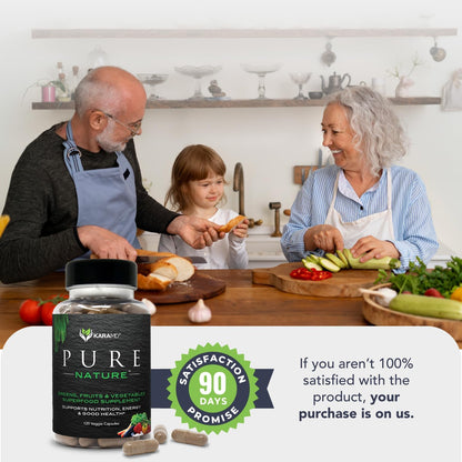 KaraMD Pure Nature | Greens, Fruit and Vegetables Supplement | Whole Food Multivitamin & Antioxidants | 20 Fruits and Vegetables for Energy & Digestion | Gluten-free & Vegan Friendly (4-pack)