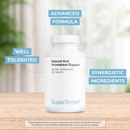 Supersmart – Natural Anti Aromatase Support (Advanced Formula) – with DIM, Genistein, Chrysin – Aromatase Inhibitor Supplement | Non-GMO & Gluten-Free – 120 Tablets