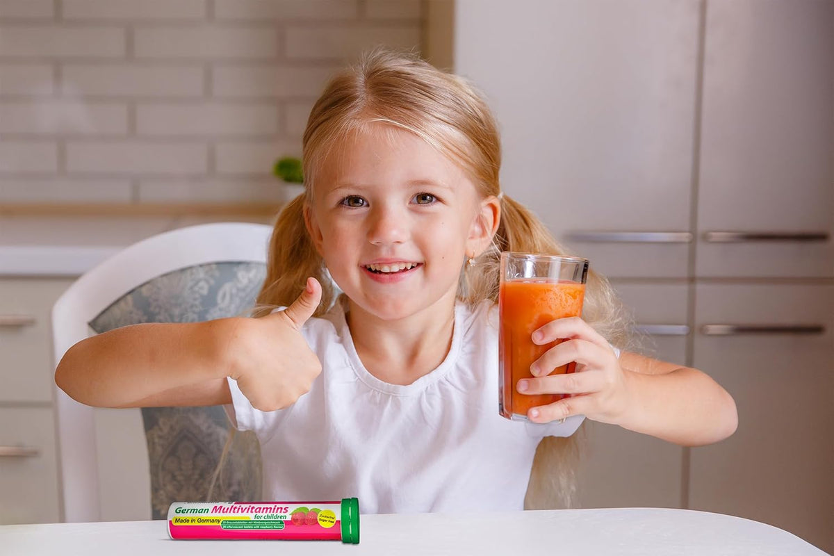 T&D German Multivitamin for Children - 8 Vitamins, Vegan Effervescent Tablets, Raspberry Flavour (100 Count) - görsel 6