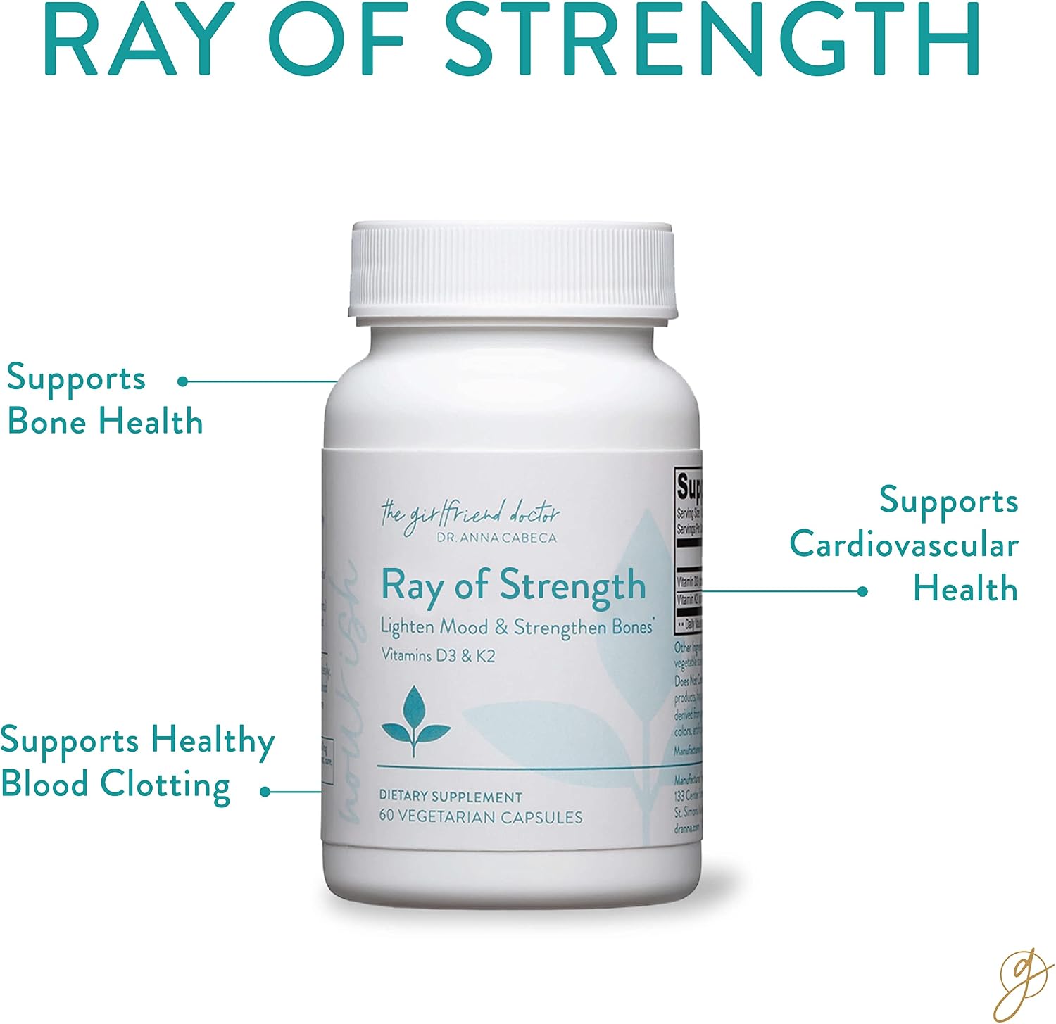 VIDAPURA Ray of Strength D3K2 – Vitamin D3 5000 IU & K2 (MK-7) Supplement, 60 Softgels - görsel 2