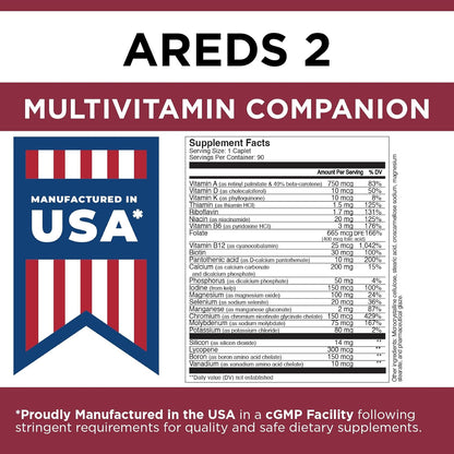 Viteyes Classic AREDS 2 Companion Multivitamin Supplement, Comprehensive Multivitamin Formula for AREDS 2 Users, 90 Capsules