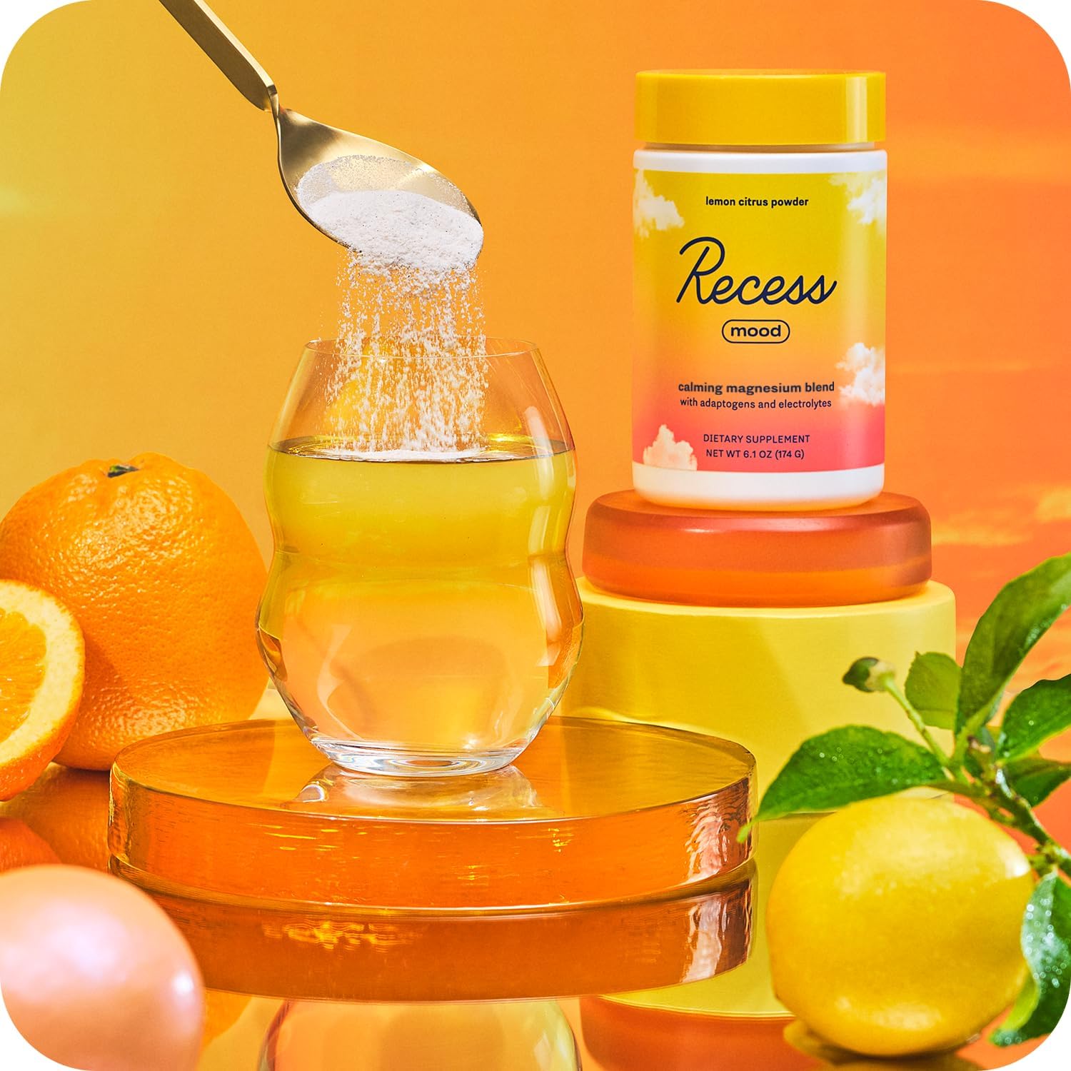 Recess Mood Powder – Calming Magnesium L-Threonate Blend with Passion Flower, L-Theanine & Electrolytes – Lemon Citrus (28 Servings) - görsel 2