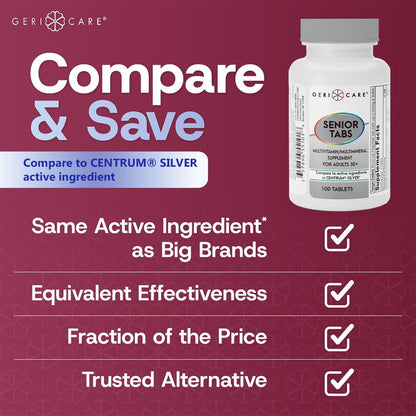 GeriCare Senior Tab 50+ Multivitamin and Minerals Tablets, 100 Tablets