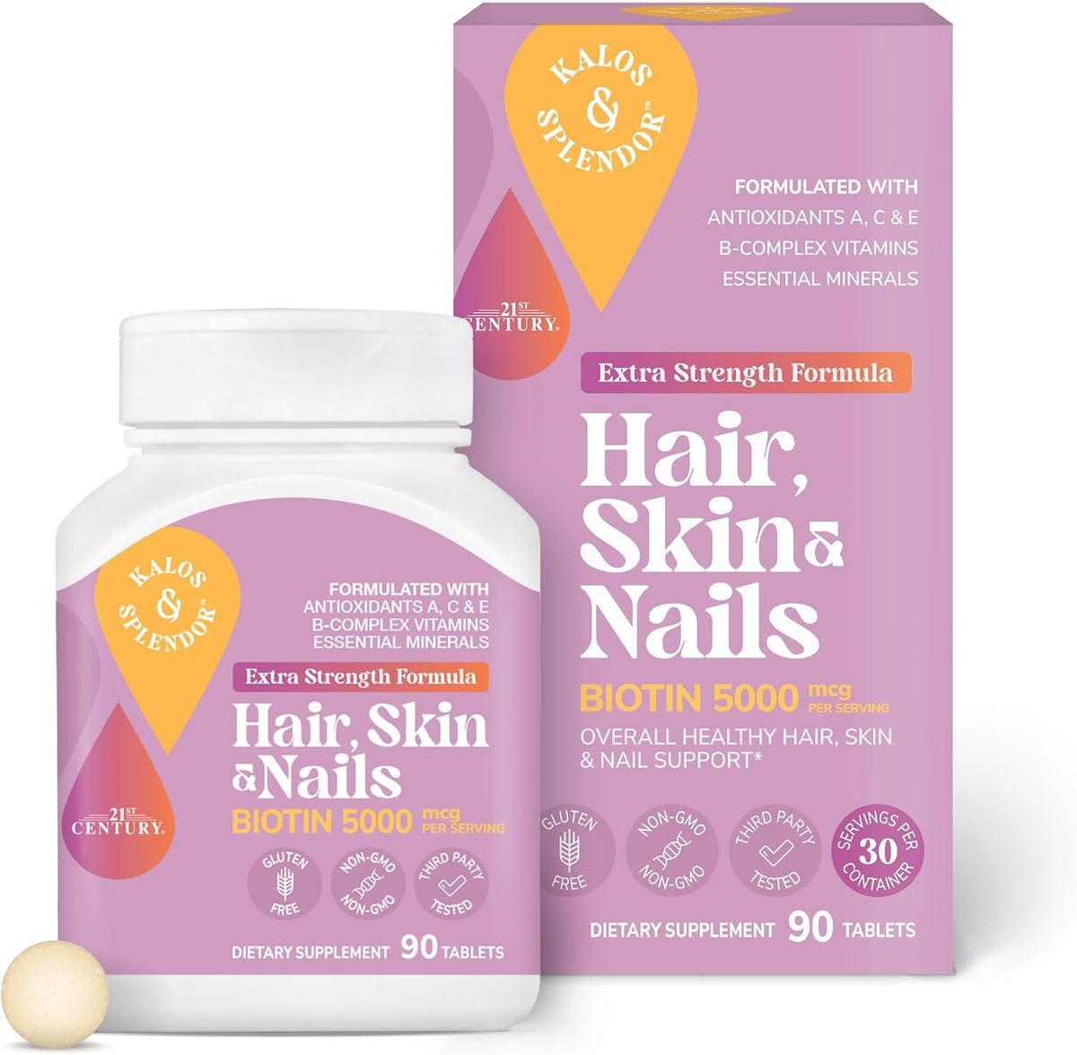 21st Century Hair, Skin and Nails Tablets, Extra Strength, 90 Tablets - görsel 1