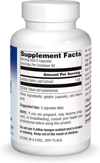 Planetary Herbals Lemon Balm Full Spectrum 500mg, Natural Calm and Rest, 120 Capsules | Natural Support for Calm and Restfulness