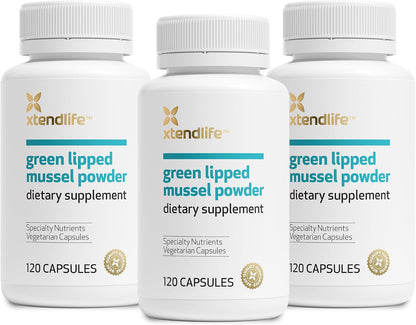 Xtend-Life Green Lipped Mussel Powder - Extra Strength 2400mg for Joint Health & Mobility Support, 120 Capsules