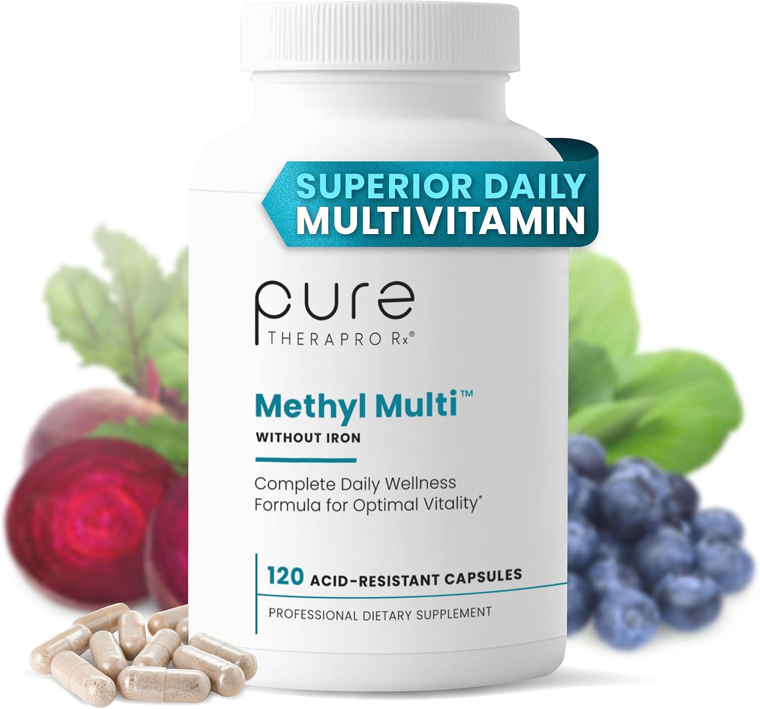 Pure Therapro Rx Methylated Multivitamin Without Iron – Methyl B12 & Methylfolate – 120 Capsules - görsel 1