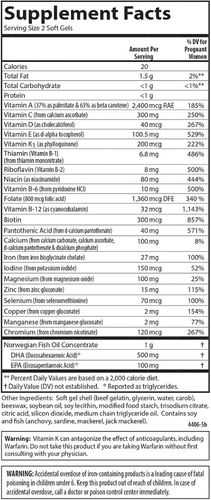 Carlson Antenatal Multivitamin with DHA & Vitamin D3 – 60 Softgels