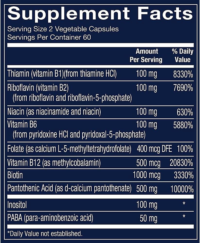 Vthrive Bioactive B-Complex - Vitamin B + Active Coenzymes for Energy Production (120 Vegetable Capsules) - görsel 2