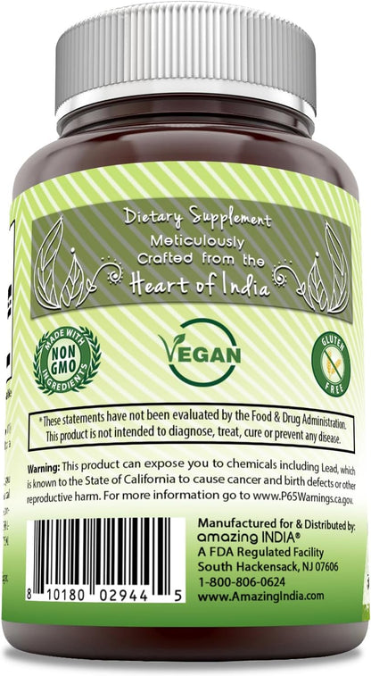 Amazing India Moringa 500 mg 120 Vegetable Capsules Supplement | Non-GMO | Gluten-free