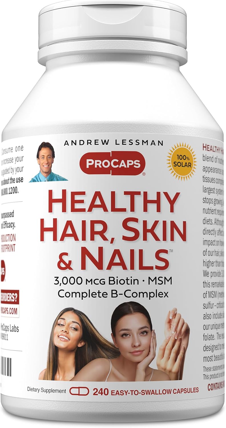ANDREW LESSMAN Healthy Hair, Skin and Nails - 60 Capsules - 3000 mcg Biotin with B-Complex – Image 9